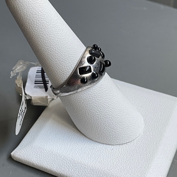 Free People Silver Tone Onyx Dome Ring, Size 8, NWT - Picture 5 of 13